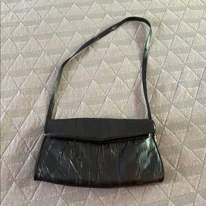 Elegant Eel Skin Women's Black Shoulder Bag EUC 1980’s Clutch bag